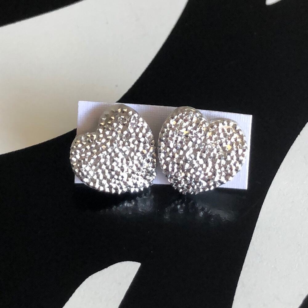 4 for $20 Silver Shiny Heart Stud Earrings